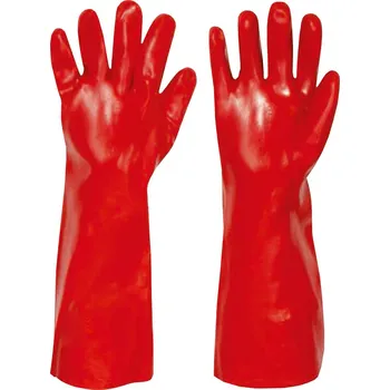 Pracovní rukavice PRAPOR COLUMBIA / Dlouhé PVC rukavice na textilním podkladu - červená 10