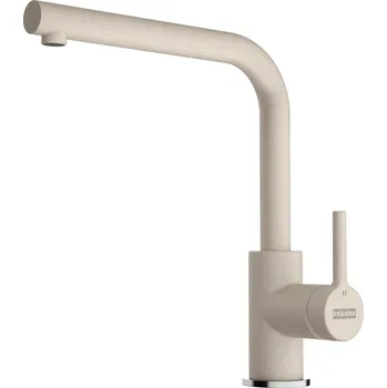 Vodovodní baterie Elegantní jednopáková kuchyňská baterie s výtokem ve tvaru písmene L s povrchovou úpravou v granitovém odstínu Sahara. Mosazná konstrukce, 360° otočná výtoková trubice, vysokoprůtokový perlátor a 2letá záruka.