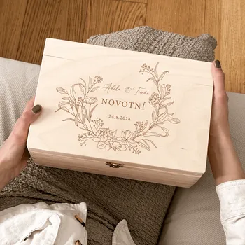 Svatební dekorace Dřevěný svatební box Woodify Wreath I Velikost: Velikost XS (22x16x8,5)