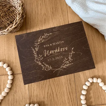 Dárková krabička Dřevěná svatební truhla na přání Woodify II