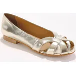 Kožené baleríny s otevřenou špičkou zlatá 41