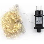 DECOLED LED světelný řetěz 3 m venkovní, teple bílá, 600 diod, stříbrný kabel IP44, vč. zdroje