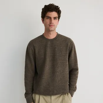 Pánské oblečení Reserved - Mikina s příměsí vlny - hnědá - 9457N-88M - 9457N-88M-S