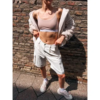 Sinsay - Džínové cargo kraťasy bermudy - béžová - 757DB-02J - 757DB-02J-40-1