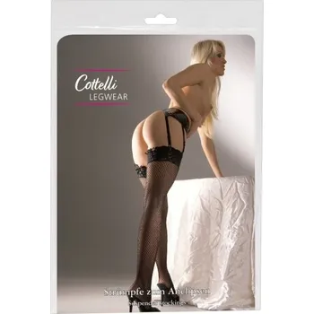 Cottelli - Krajkové šněrovací síťované punčochy, M-L