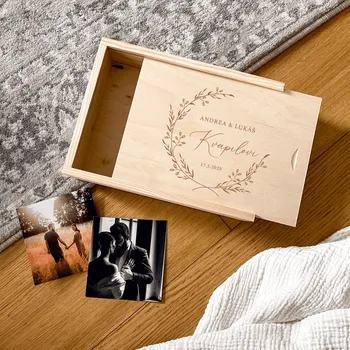 Svatební dekorace Woodify Dřevěná svatební krabička na fotografie IV