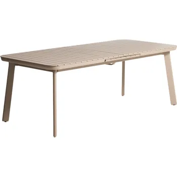 Zahradní stůl Kave Home Béžový kovový zahradní rozkládací stůl Izola 220/280 x 100 cm