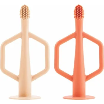 Zubní kartáček Tiny Twinkle Silikonový zubní kartáček, 2 ks - Coral / Sand