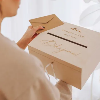 Svatební dekorace Woodify Dřevěná svatební truhla na přání Děkujeme