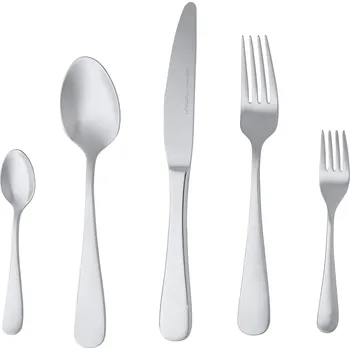Příbor Amazon Basics Sada příborů z nerezové oceli se zaoblenou rukojetí 20 dílů stříbrná
