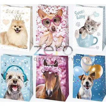 Dárková taška Taška papírová dárková 23x32x11 cm (lak) - zvířátka (mix 2)