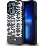 DKNY PU Leather Repeat Pattern Bottom Stripe MagSafe Zadní Kryt pro iPhone 13 Pro Max Black