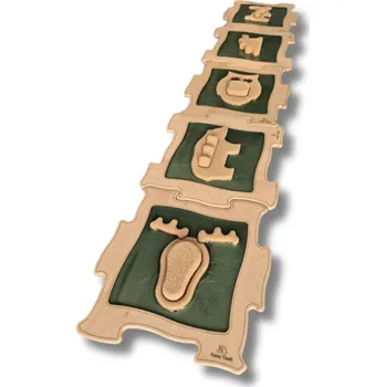 Dřevěná hračka Dřevěné senzomotorické puzzle Cesta do lesa - 5 ks