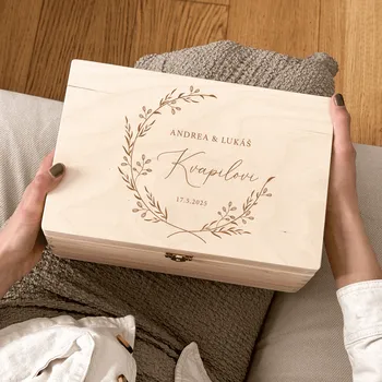 Svatební dekorace Dřevěný svatební box Woodify Věnec III Velikost: Velikost XS (22x16x8,5)