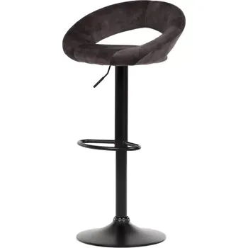 Barová židle Designová barová židle se sametovým sedákem a černou podstavou