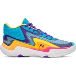 Pánská basketbalová obuv Under Armour SPAWN 7 MID 13 Modrá, Žlutá, Růžová, Bílá