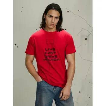 Pánské tričko Sinsay - Bavlněné tričko s krátkým rukávem - červená - 255HL-33X - 255HL-33X-XL