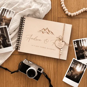Fotoalbum Dřevěné svatební fotoalbum Woodify Hory Velikost: A6