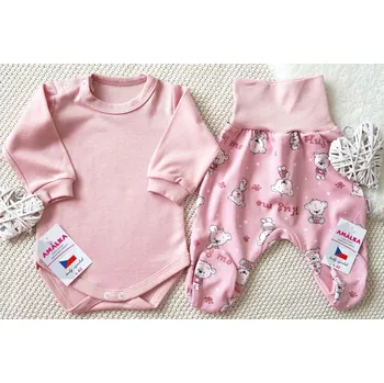 Kojenecká souprava AMÁLKA Kojenecká souprava polodupačky, Růžoví medvídci Velikost: 56