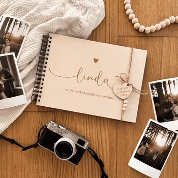 Fotoalbum Dřevěné dětské fotoalbum Woodify Calligraphy Velikost: A6