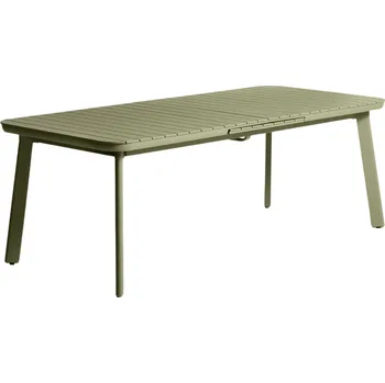 Zahradní stůl Kave Home Zelený kovový zahradní rozkládací stůl Izola 220/280 x 100 cm