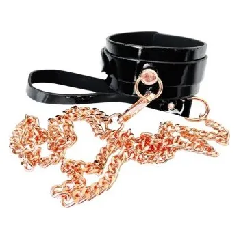 KINKY DIVA O-RING COLLAR + LEASH BLACK/GOLD