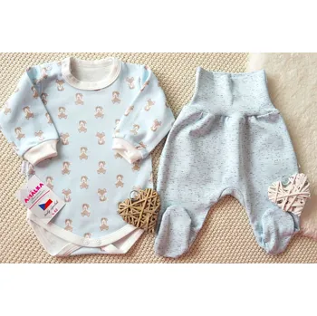 Kojenecká souprava AMÁLKA Bavlněná souprava pro miminko světle modrá, Malá Liška Velikost: 56