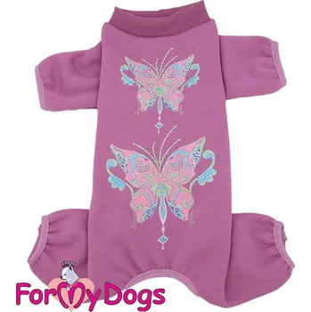 Obleček pro psa FOR MY DOGS Pyžamový overal BUTTERFLIES BURGUNDY, burgundy Velikost: 18/XL