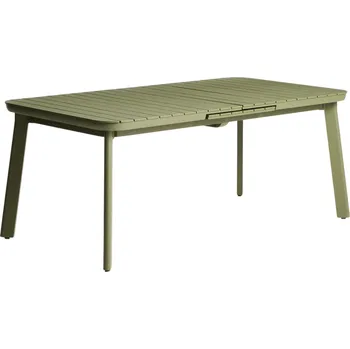 Zahradní stůl Kave Home Zelený kovový zahradní rozkládací stůl Izola 185/235 x 100 cm