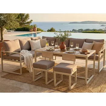 Zahradní sestava Jídelní sestava zahradního nábytku Grosseto, béžová