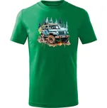 Dětské bavlněné tričko s potiskem - vzor 0234 - offroad Zelená 158