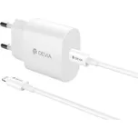 Devia síťová nabíječka Rocket PD 20W 1x USB-C bílá + kabel USB-C - Lightning
