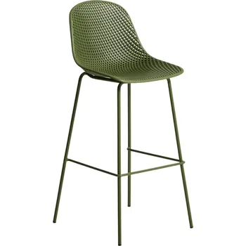 Barová židle Kave Home Zelená plastová barová židle Quinby 75 cm