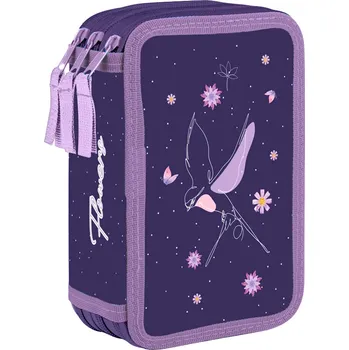 Školní batoh Penál 3 patrový, prázdný, Flowers