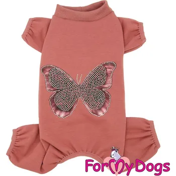 Obleček pro psa FOR MY DOGS Pyžamový overal BUTTERFLIES BURGUNDY, burgundy Velikost: 22/XXXL