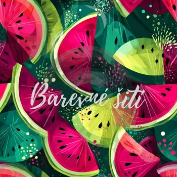 Úplet, Zelenočervené kousky melounů (E) z 2m (Top kvalitní úplet Bella digitisk)