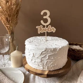 Dortová svíčka Dřevěné jméno s číslem na dort Woodify