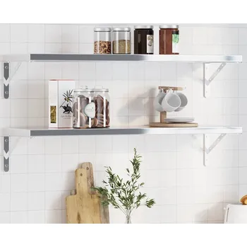 Organizace kuchyně vidaXL Policové držáky 4 ks 30 x 2,5 x 15,5 cm nerezová ocel [30299] Barva: Stříbrná