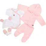 Z&Z 5-dílná kojenecká soupravička pletená do porodnice - růžová, bílá Velikost: 50 (0-1m)
