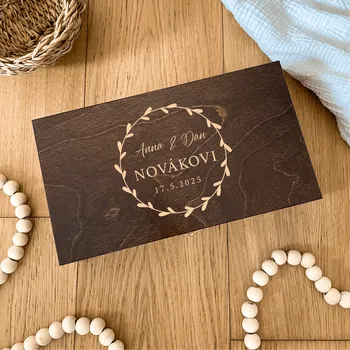 Dárková krabička Dřevěný tmavý svatební box Woodify II