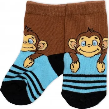Dětské bavlněné ponožky Monkey - hnědé/modré