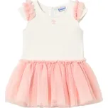 MAYORAL dívčí šaty bez rukávů s tylovou sukní bílá, růžová vel. 98 cm