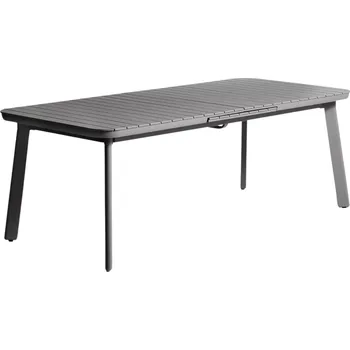 Zahradní stůl Kave Home Šedý kovový zahradní rozkládací stůl Izola 220/280 x 100 cm