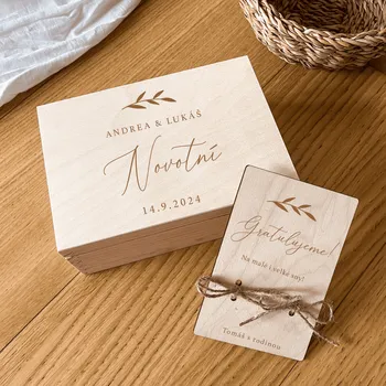 Woodify Dřevěná svatební dárková sada List