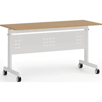 Kancelářská sestava Mobilní stůl PRIMO MOBI, 140x60 cm, bílá podnož, buk