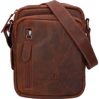Pánská aktovka Pánská kožená taška přes rameno Greenwood Zente - hnědá