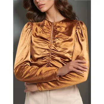 Sinsay - Nabíraná halenka - hnědá - ZB949-82X - ZB949-82X-XXL