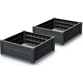 Úložný box Sada 2 ks vyvýšených záhonů Bas Planty 61,8 cm antracitová