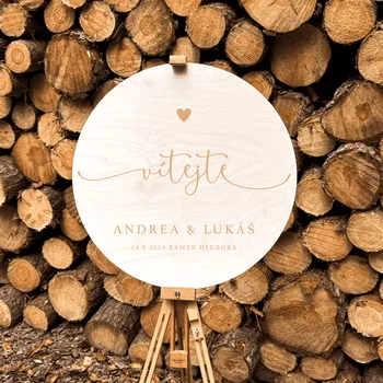 Svatební dekorace Woodify Svatební uvítací cedule Classic I Velikost: 30cm