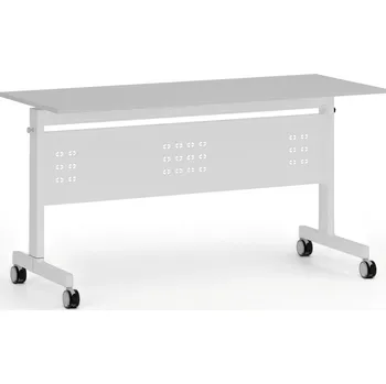 Kancelářská sestava Mobilní stůl PRIMO MOBI, 140x60 cm, bílá podnož, šedá